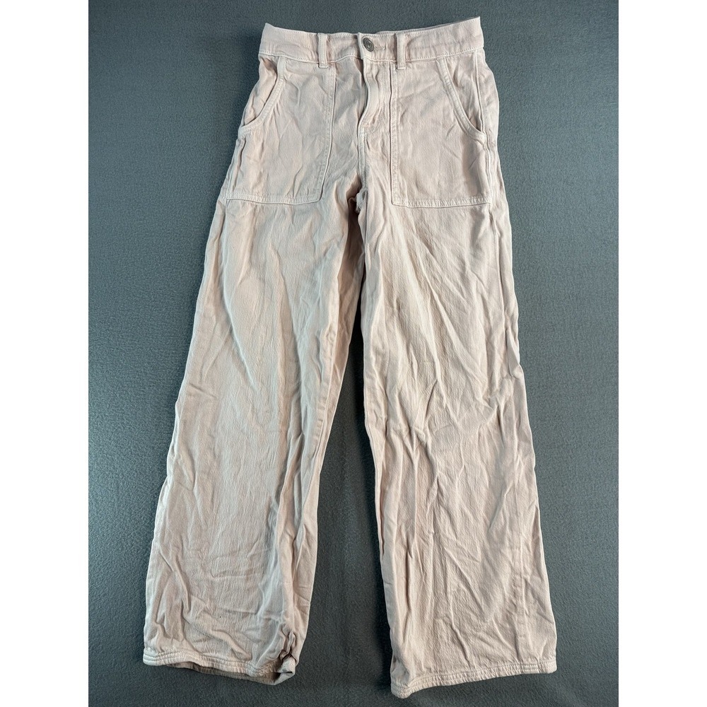 American Eagle Super High-Rise Baggy Jeans Womens 2 Light Pink Wide Leg Denim